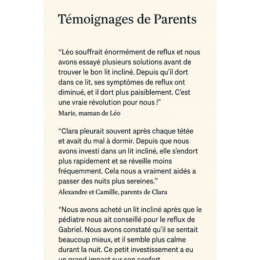 Les Avantages de Dormir dans un Lit Incliné Anti-Reflux pour Bébé : Témoignages de Parents